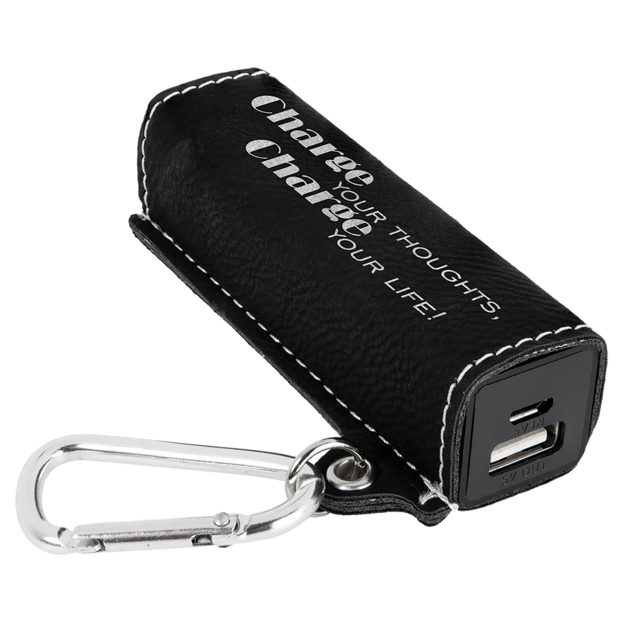 Power Bank with USB Cord - Leather