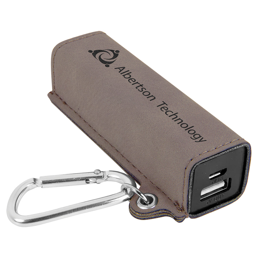 Power Bank with USB Cord - Leather