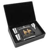 6 oz Flask Set with Shot Glasses - Leather