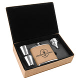 6 oz Flask Set with Shot Glasses - Leather