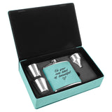 6 oz Flask Set with Shot Glasses - Leather